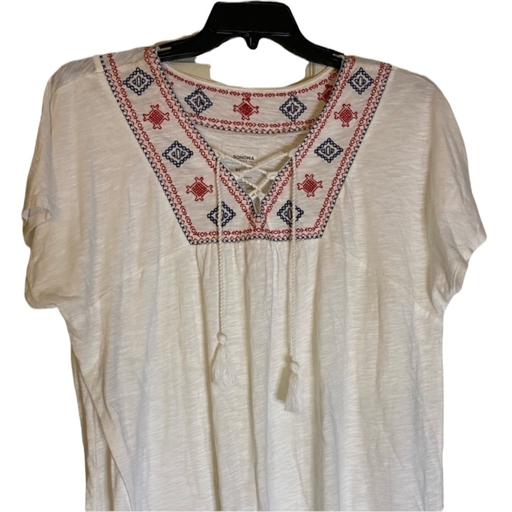 Sonoma White Peasant Style XL Top